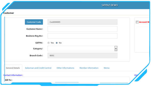 cloud accounting customer supplier maintenance